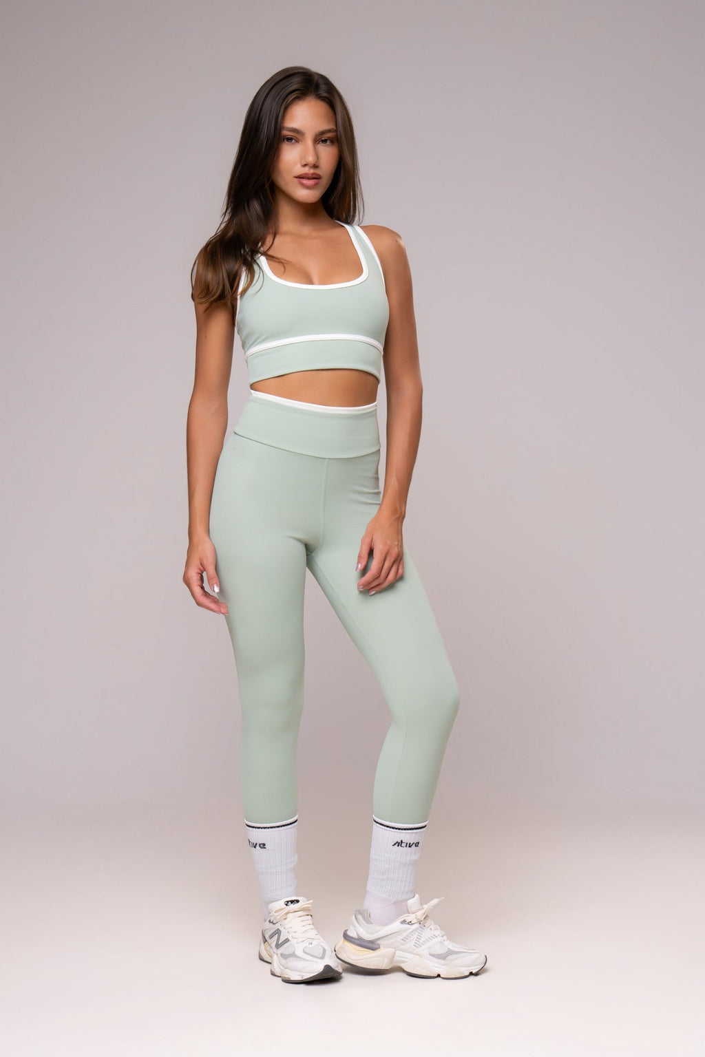Power Leggings & Racerback Top Set — Matcha