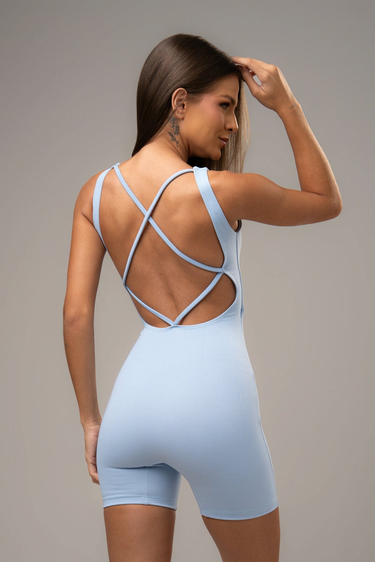 Essence Cross-Back Jumpsuit — Cloud Blue