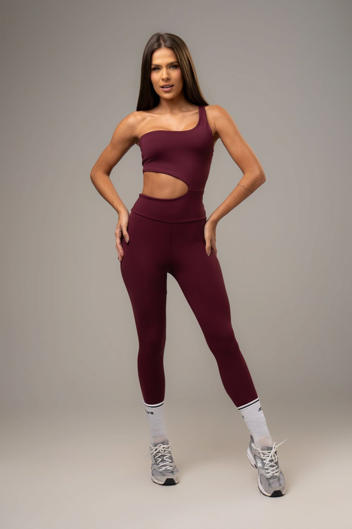 Power Asymmetric Jumpsuit — Wine