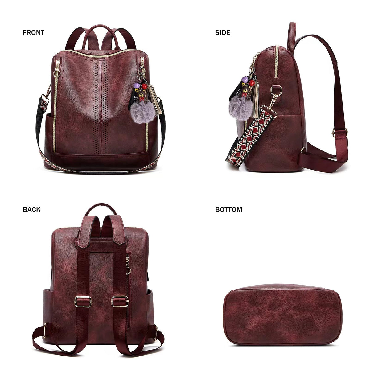 Luxury Leather 2-in-1 Convertible Backpack + Free Pouch