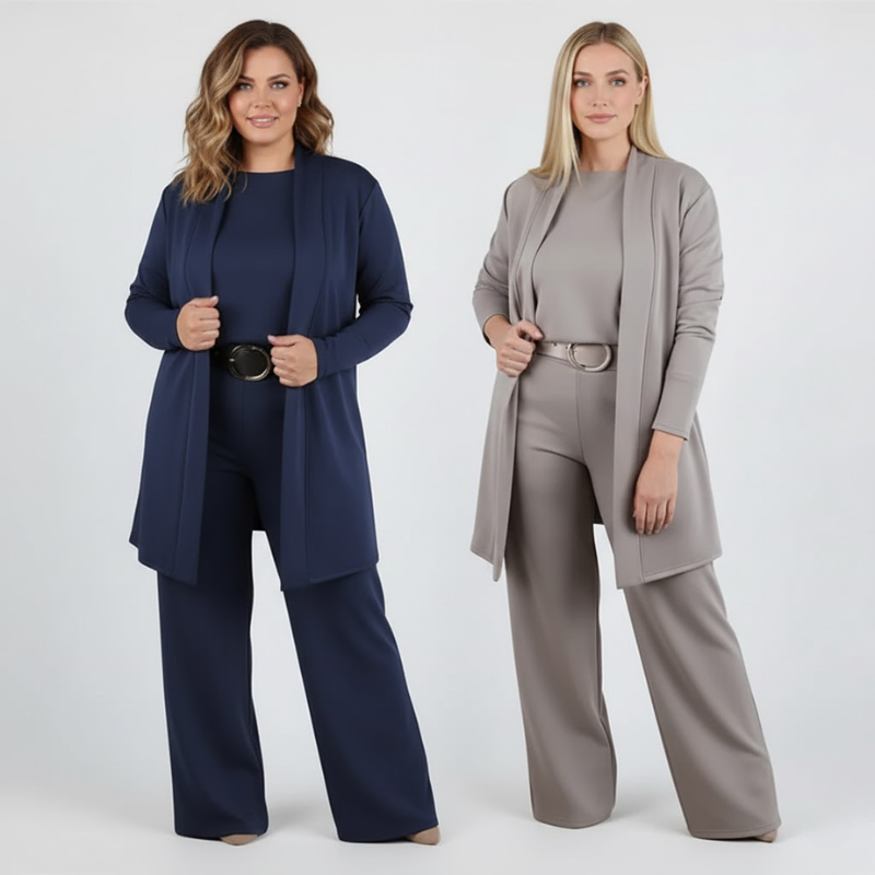 Ensemble 3 pièces élégant à la coupe fluide Lunara