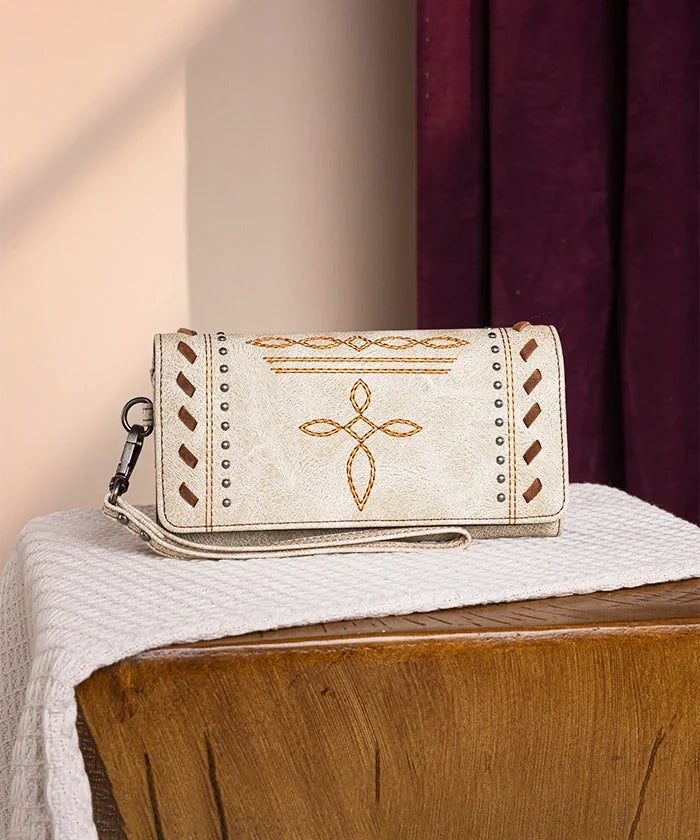 Montana West Whipstitch Studded Wallet