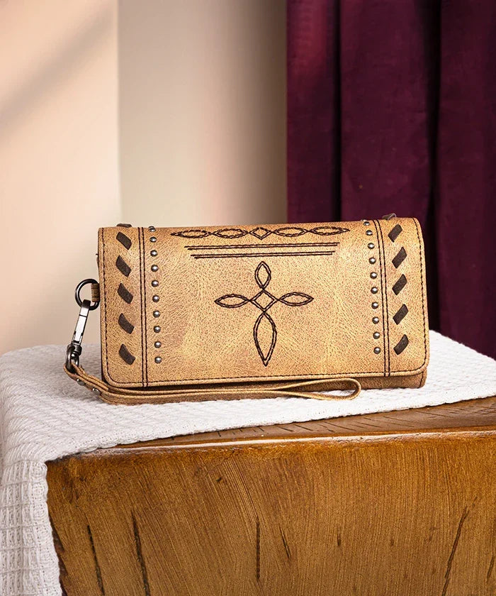 Montana West Whipstitch Studded Wallet