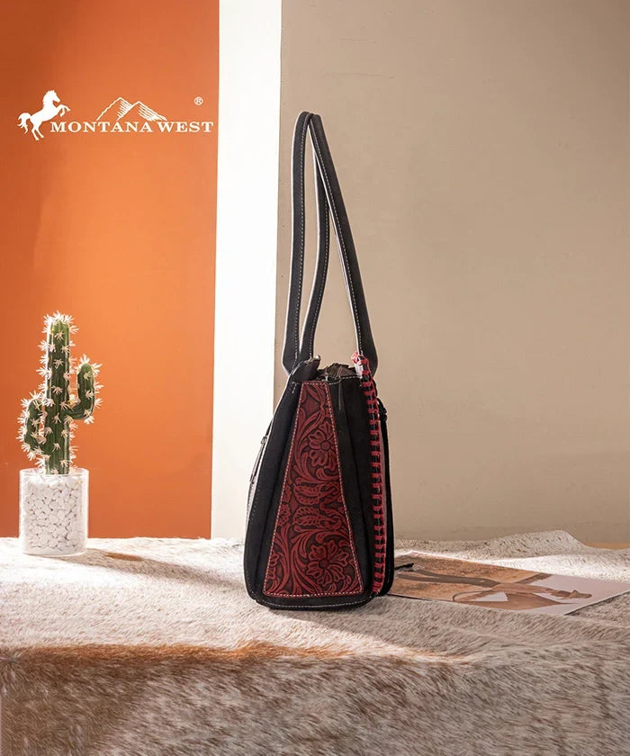 Montana West Floral Tooled Tote Bag