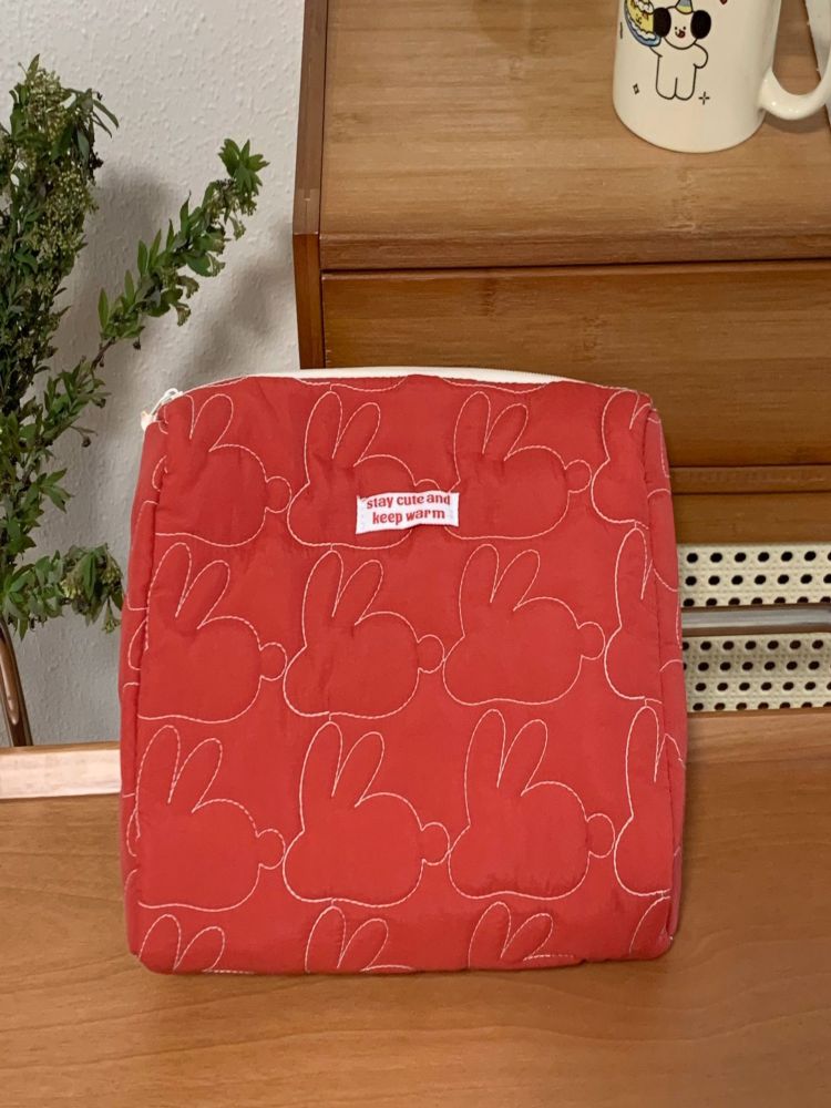 Red and White Bunny Makeup Bag