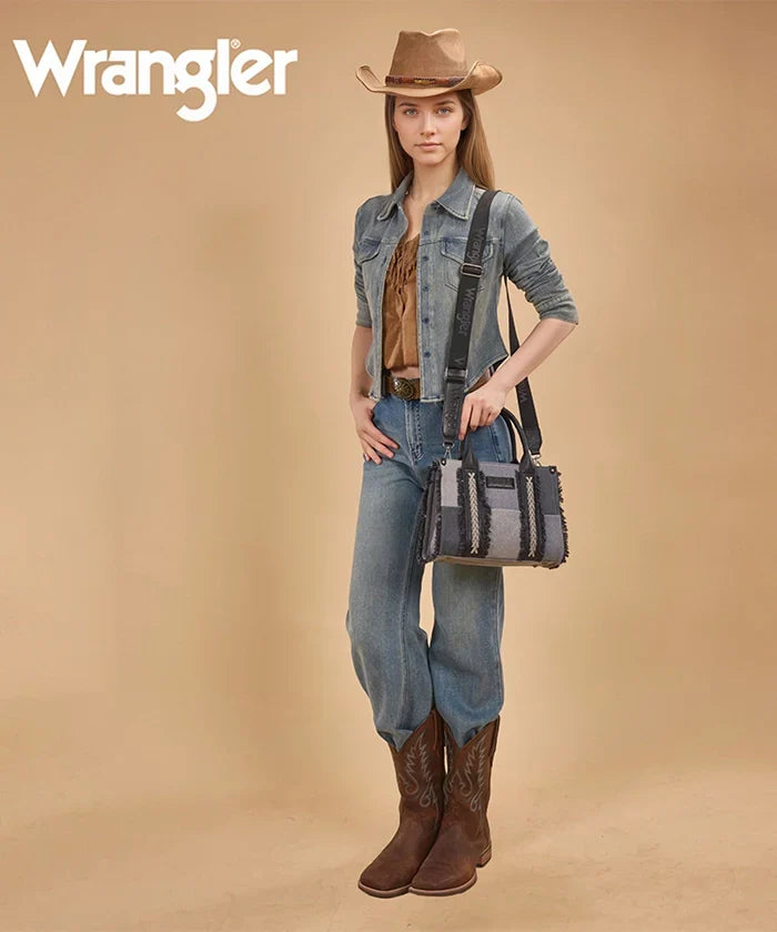Wrangler Canvas Braided Fringe Tote Bag