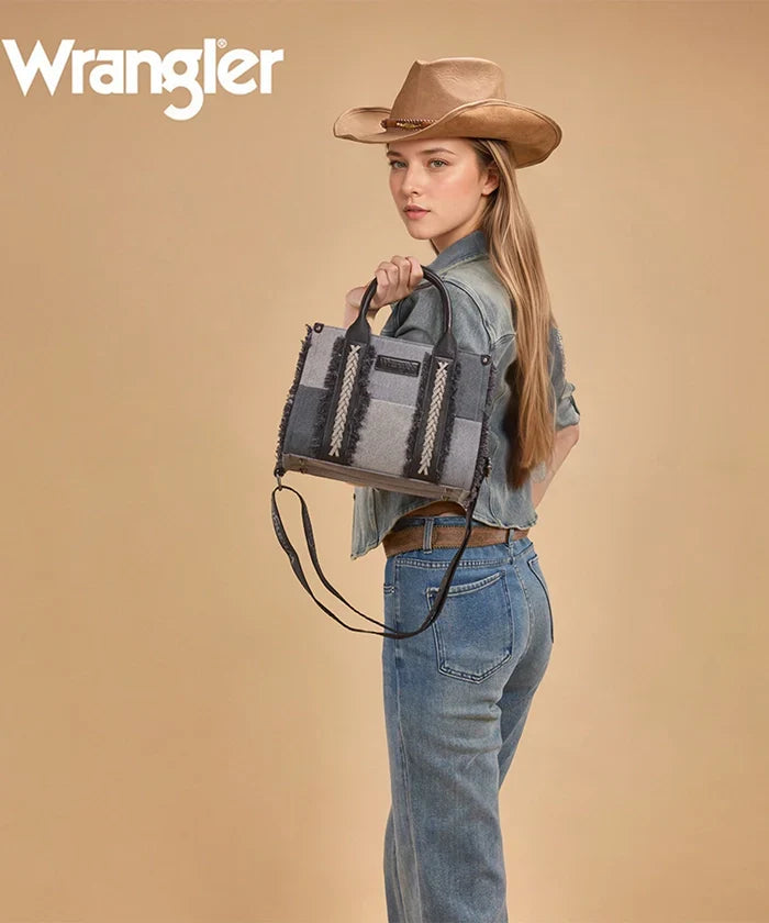 Wrangler Canvas Braided Fringe Tote Bag