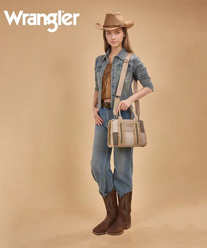 Wrangler Canvas Braided Fringe Tote Bag
