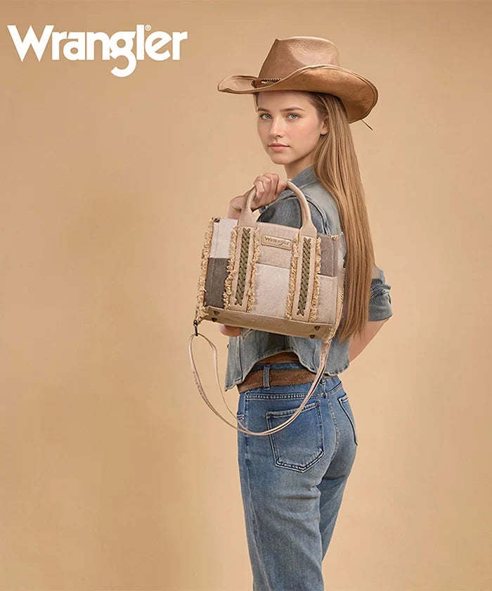 Wrangler Canvas Braided Fringe Tote Bag