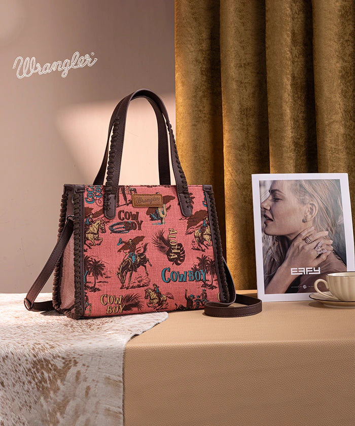 Wrangler Cowboy Print Concealed Carry Tote Bag