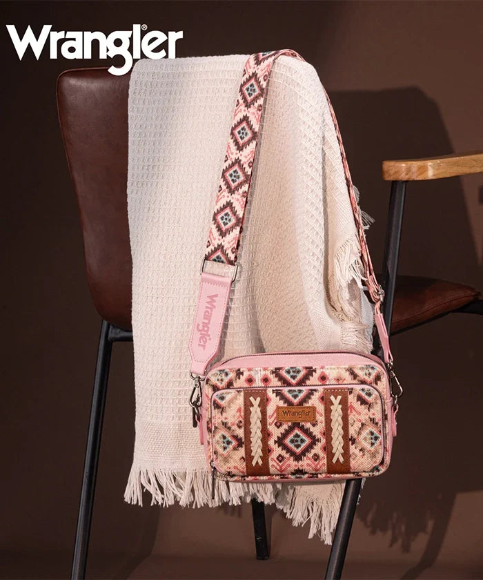 Wrangler Aztec Dual Sided Print Crossbody Purse