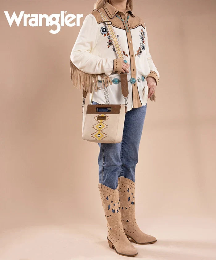 Wrangler Aztec Embroidered Crossbody Bag