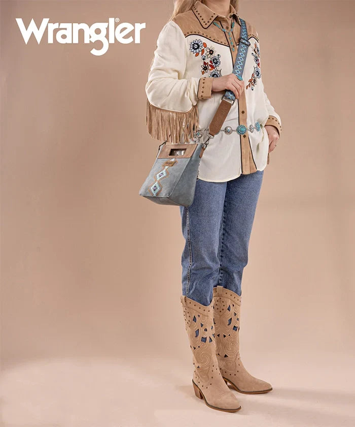 Wrangler Aztec Embroidered Crossbody Bag