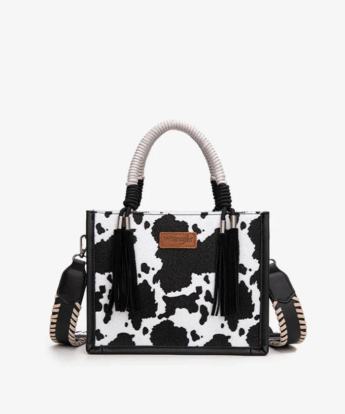 Wrangler Cow Print Rope Handle Tote Bag
