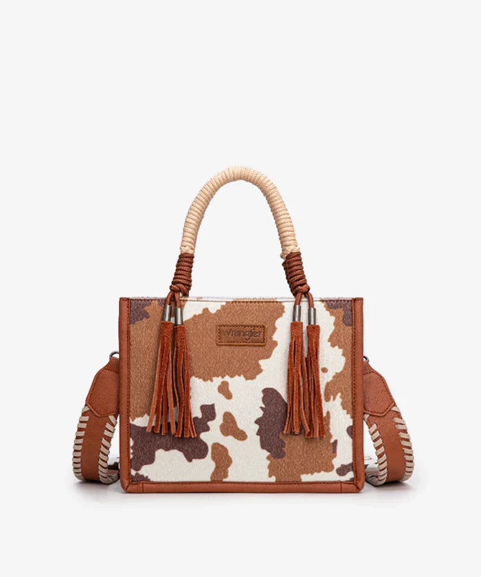 Wrangler Cow Print Rope Handle Tote Bag