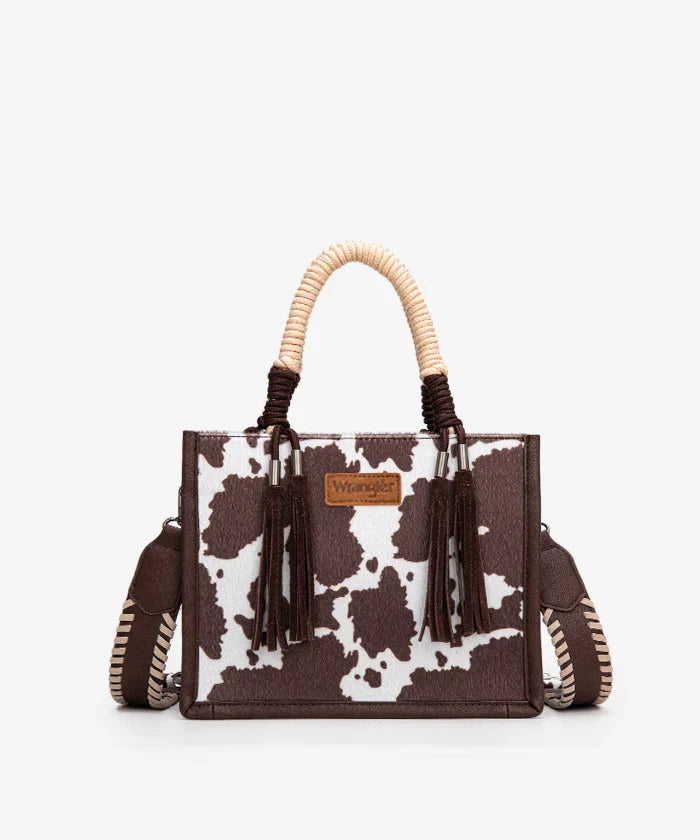 Wrangler Cow Print Rope Handle Tote Bag