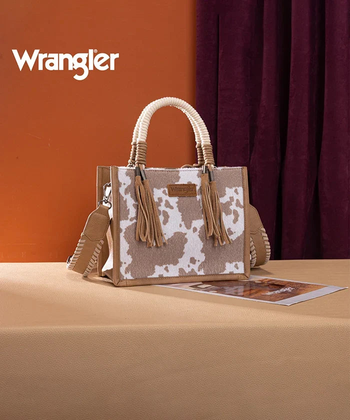 Wrangler Cow Print Rope Handle Tote Bag