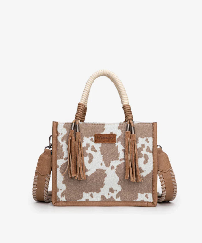 Wrangler Cow Print Rope Handle Tote Bag