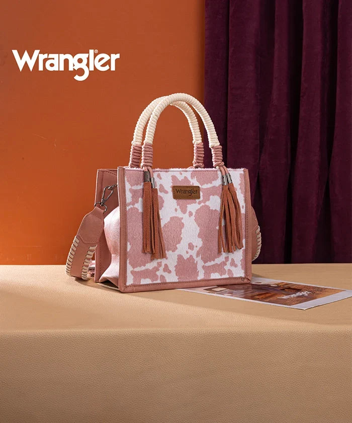 Wrangler Cow Print Rope Handle Tote Bag