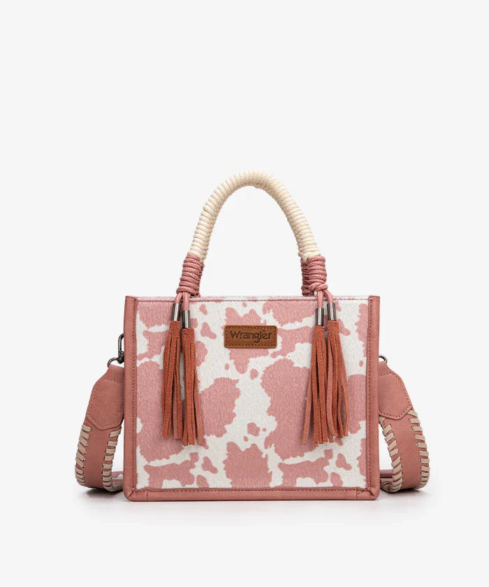 Wrangler Cow Print Rope Handle Tote Bag