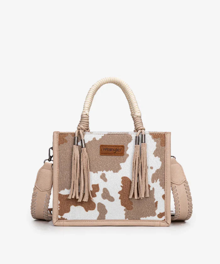 Wrangler Cow Print Rope Handle Tote Bag