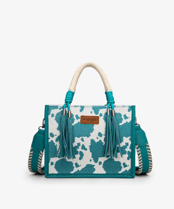 Wrangler Cow Print Rope Handle Tote Bag