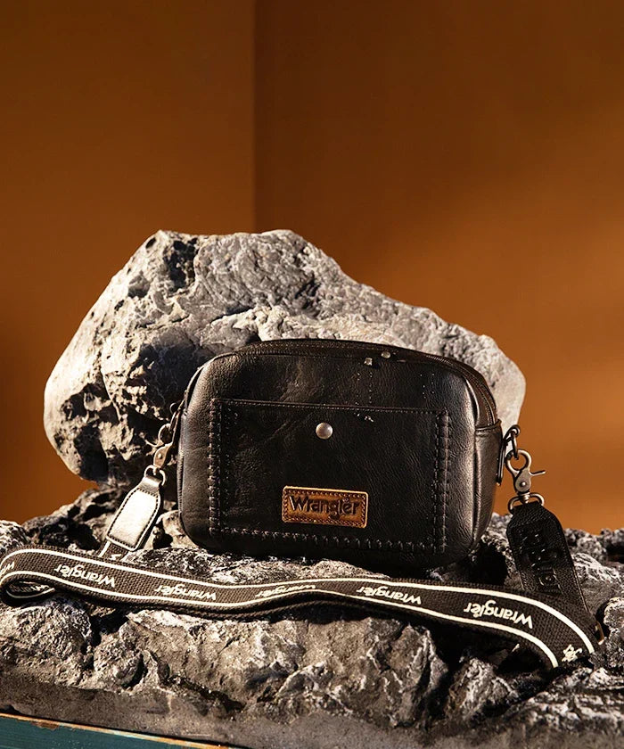 Wrangler Dual Zipper Stitch Crossbody Bag