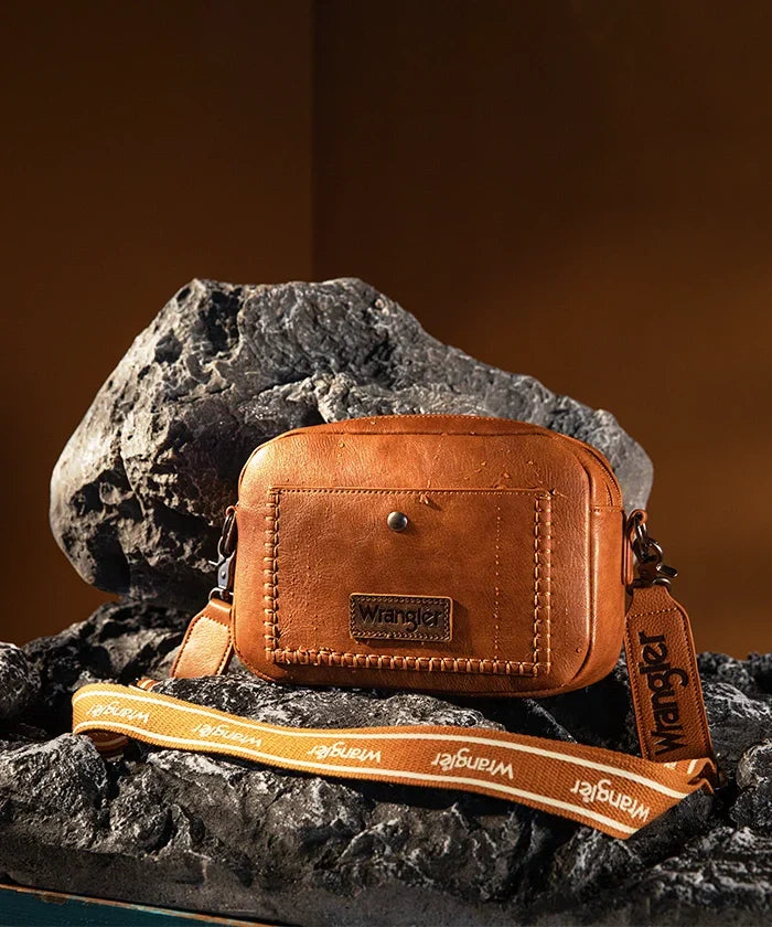 Wrangler Dual Zipper Stitch Crossbody Bag