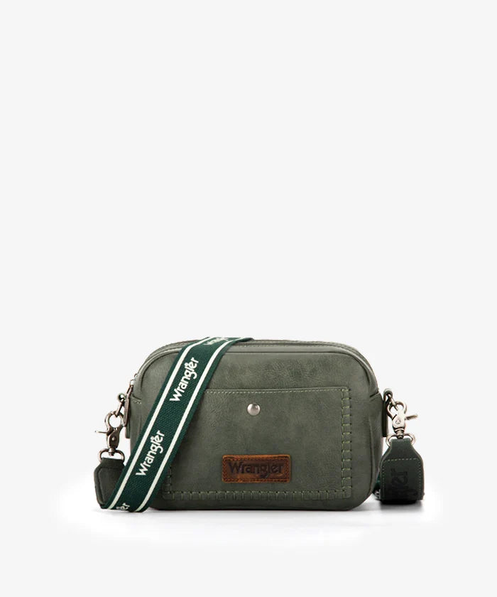 Wrangler Dual Zipper Stitch Crossbody Bag