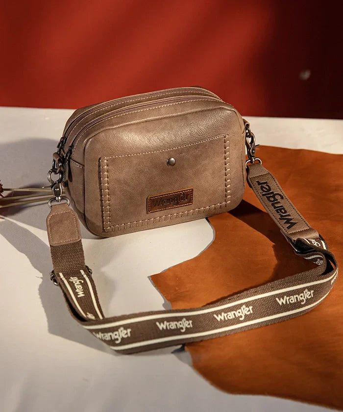 Wrangler Dual Zipper Stitch Crossbody Bag