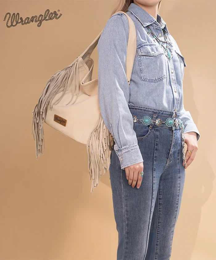 Wrangler Fringe Studded Hobo Bag