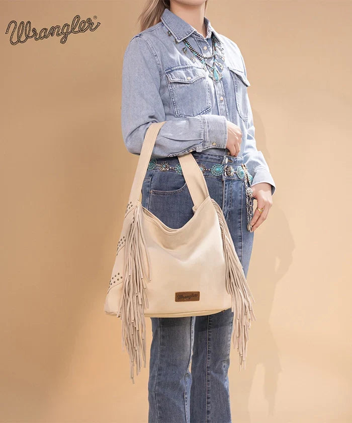 Wrangler Fringe Studded Hobo Bag