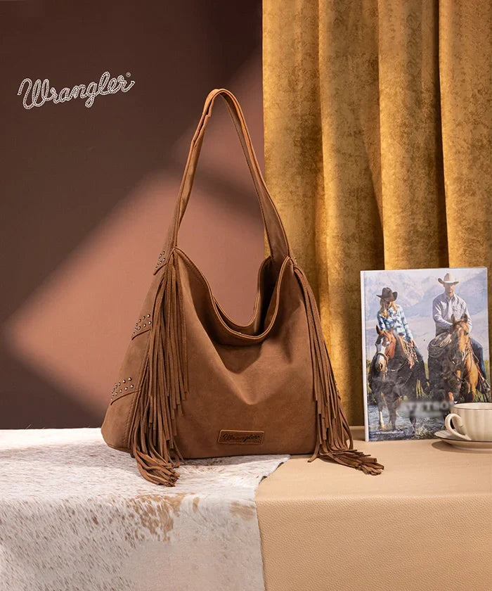 Wrangler Fringe Studded Hobo Bag