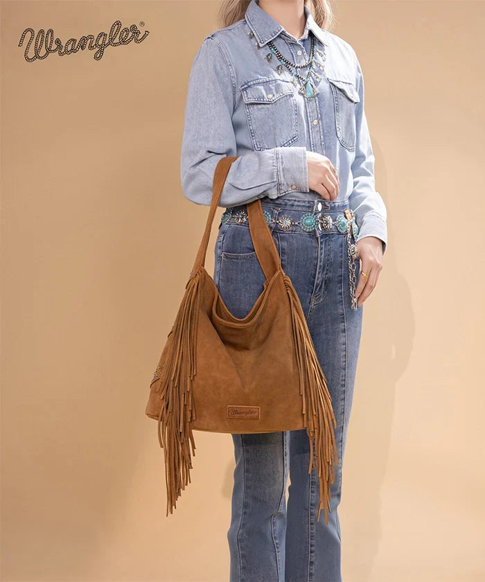 Wrangler Fringe Studded Hobo Bag