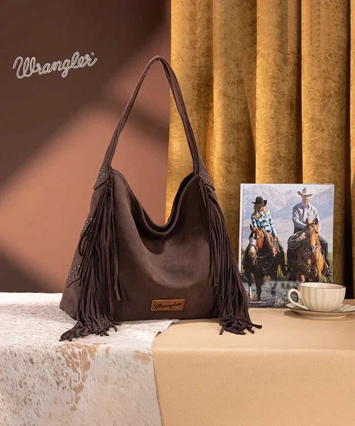 Wrangler Fringe Studded Hobo Bag