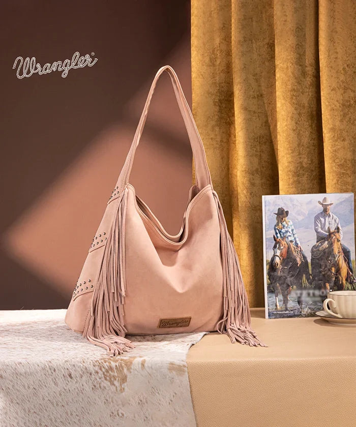 Wrangler Fringe Studded Hobo Bag