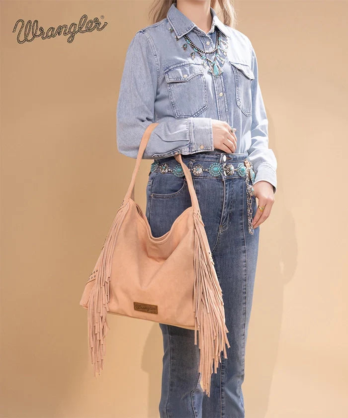 Wrangler Fringe Studded Hobo Bag