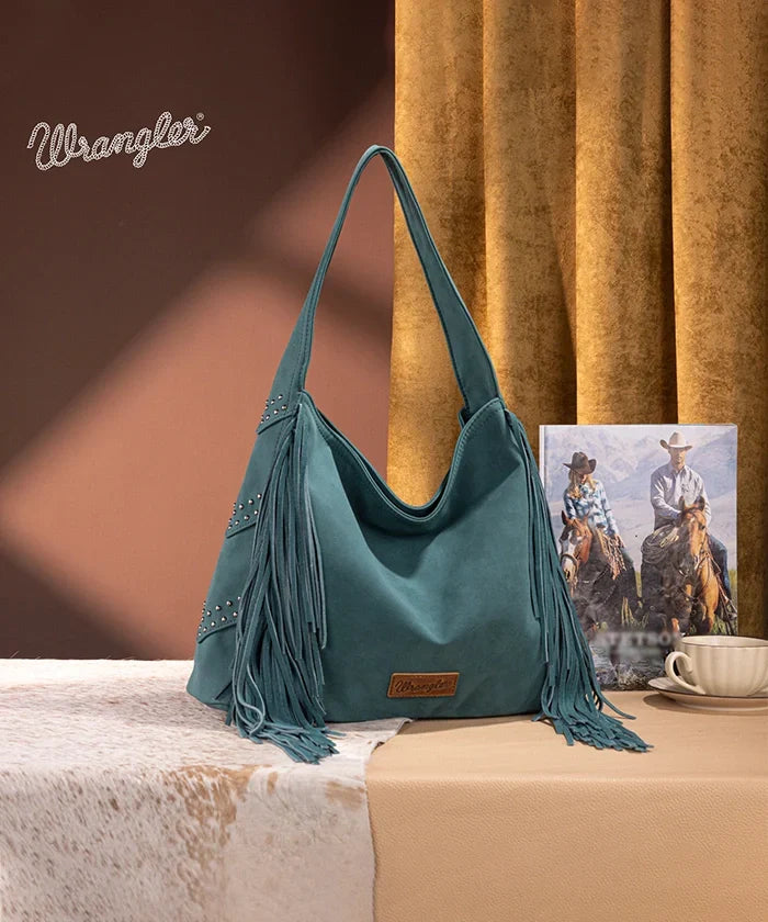 Wrangler Fringe Studded Hobo Bag