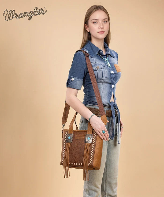 Wrangler Tooled Fringe Concealed Carry Purse