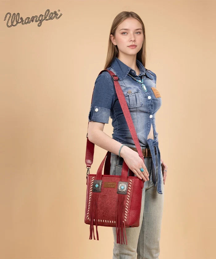 Wrangler Tooled Fringe Concealed Carry Purse