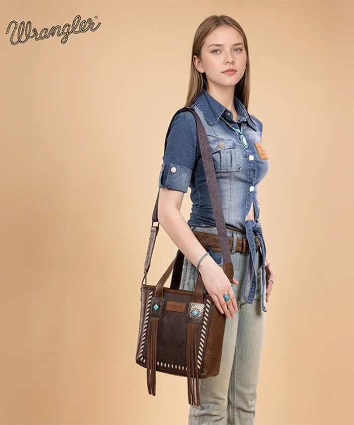 Wrangler Tooled Fringe Concealed Carry Purse