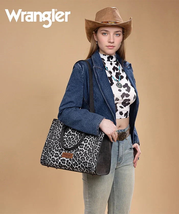 Wrangler Western All-over Leopard Print Wide Tote Bag