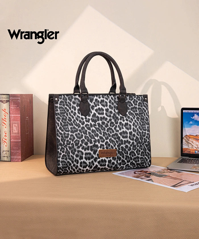 Wrangler Western All-over Leopard Print Wide Tote Bag