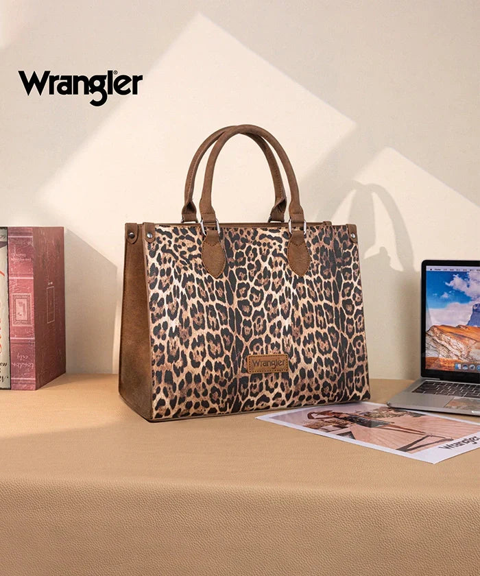 Wrangler Western All-over Leopard Print Wide Tote Bag