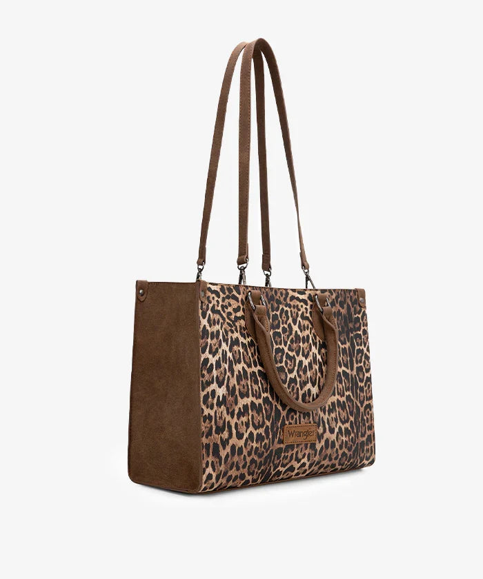 Wrangler Western All-over Leopard Print Wide Tote Bag