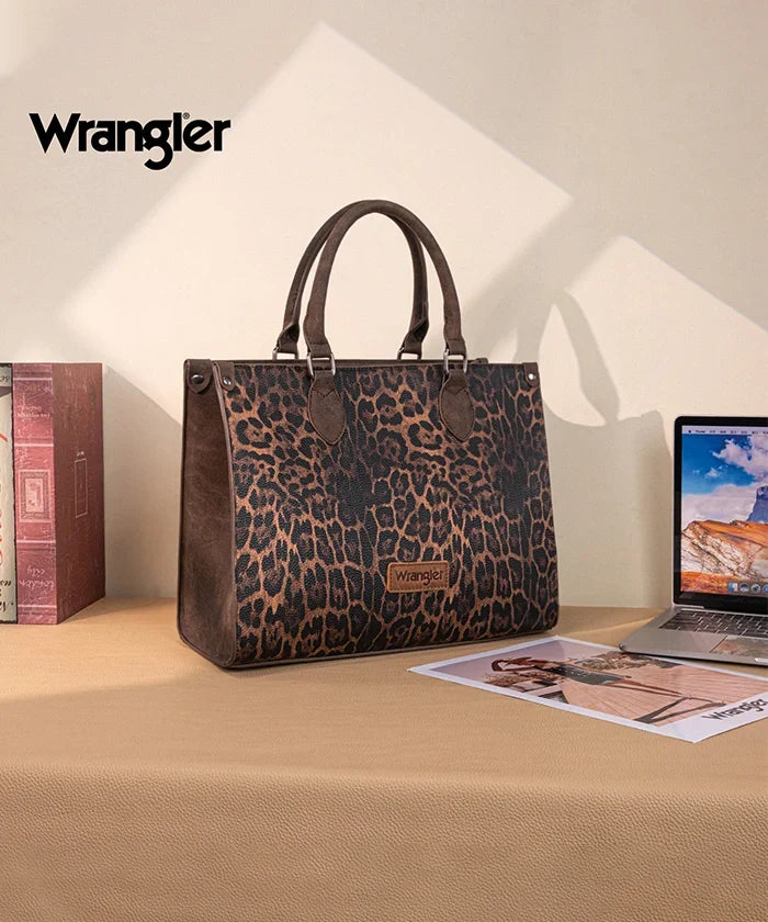Wrangler Western All-over Leopard Print Wide Tote Bag