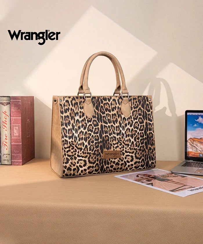 Wrangler Western All-over Leopard Print Wide Tote Bag