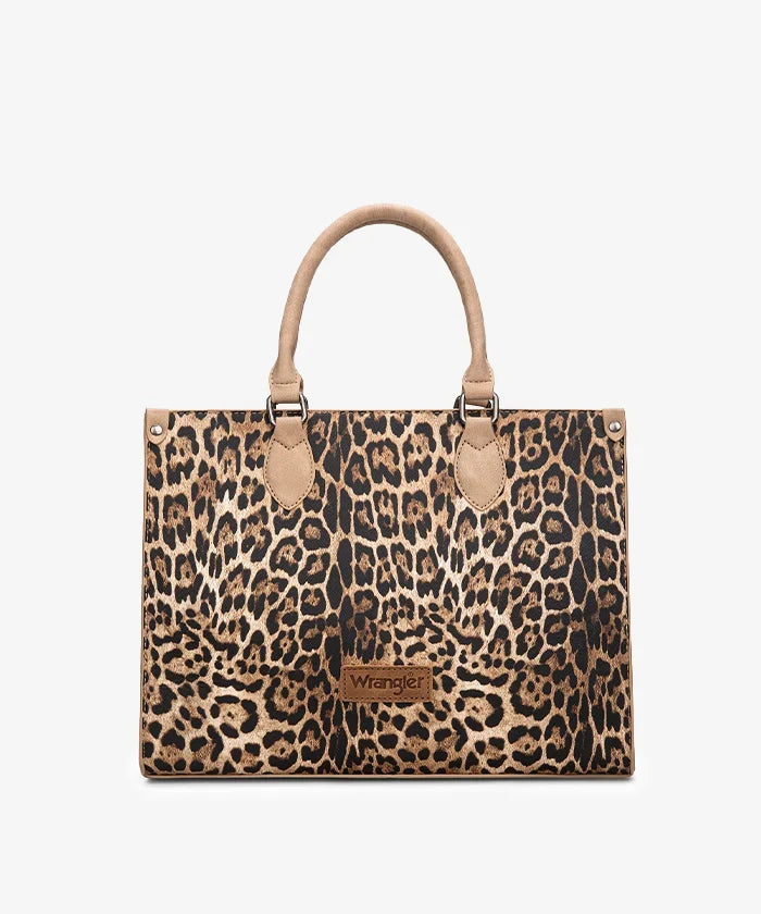 Wrangler Western All-over Leopard Print Wide Tote Bag