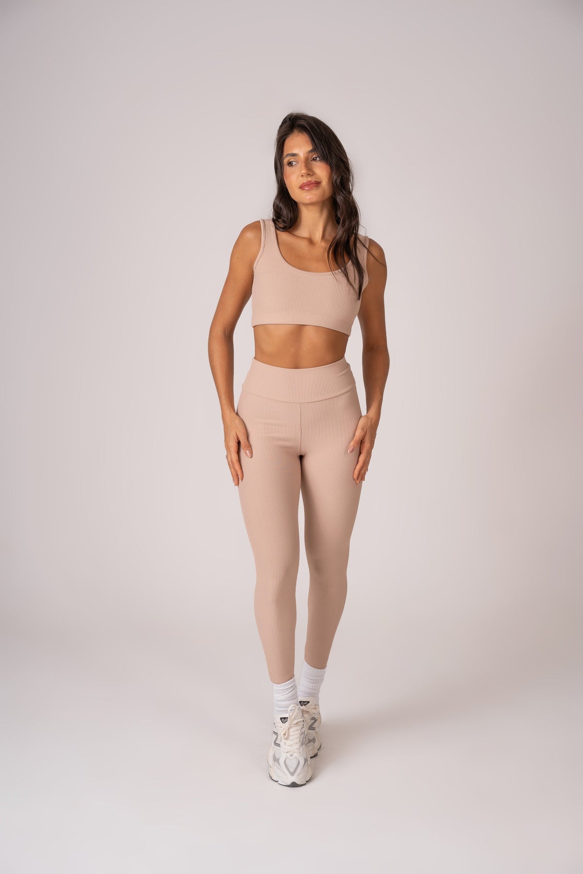 Flow Leggings & Strap Top Set — Beige