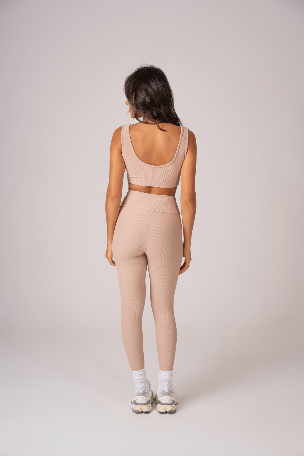 Flow Leggings & Strap Top Set — Beige